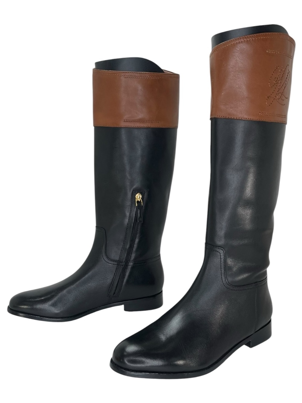 Lauren Ralph Lauren Justine Black Leather Knee High Womens Boots Size 9M - Picture 8 of 12